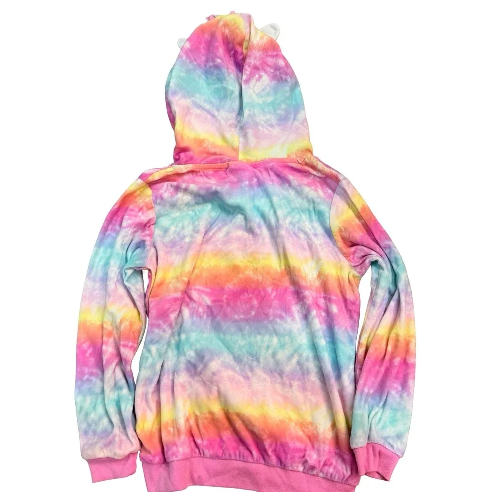 Saint Eve Hoodie Rainbow Tie Dye Unicorn Ears Horn Kids Size S 7/8